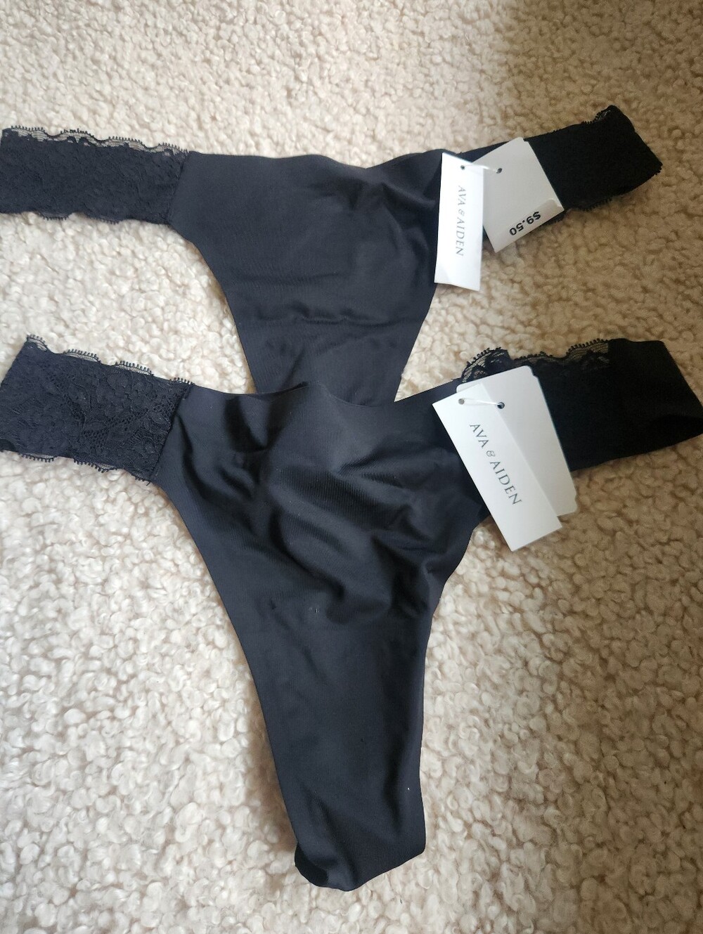 Ava & Aiden Black Lace-Trim Bikini Briefs